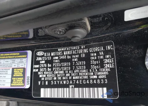 2014 Kia Sorento Limited V6 from USA, damaged, VIN 5XYKWDA74EG484833